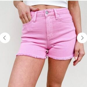 Judy Blue Summer Lovin Mid Rise Garment Dyed Shorts Light Pink Size L